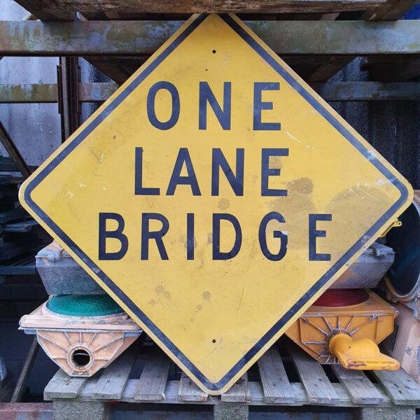 American Yellow One Lane Bridge Road Sign