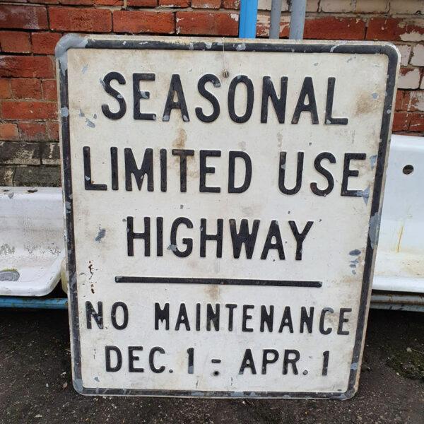 American Embossed White Seasonal Highway Road Sign