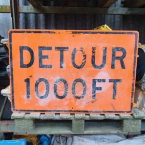 Detour 1000 ft Warning Sign