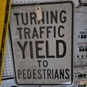 American Turning Traffic Yield to Pedestrians Road Sign