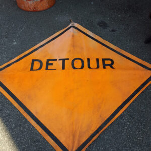 Large Orange Detour Roadwork Sign