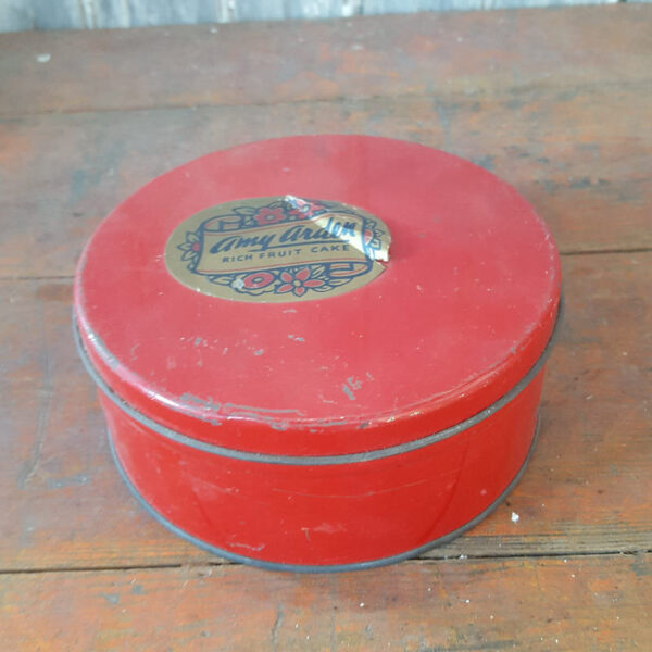 Vintage Red Fruit Cake Tin