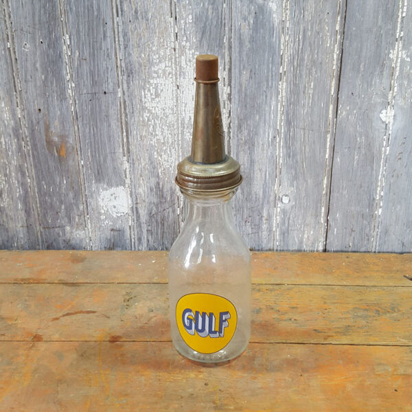 Vintage Gulf Motor Oil Jar and Spout