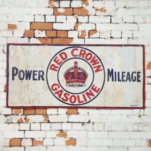 Large Red Crown Gasoline Sign