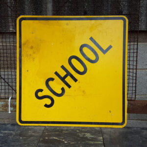 Original American School Warning Yellow Road Sign