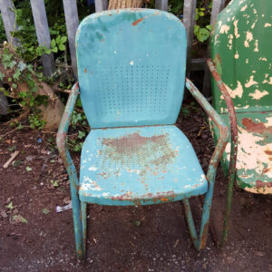 Metal Garden Chair Vintage Blue American