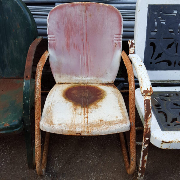 Original Red Metal Lawn Porch Garden Chair
