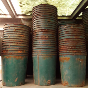 Vintage Green Metal Plant Pots
