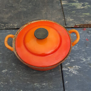 Original Orange Enamelled Cast Iron Pot