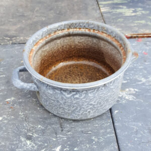 Vintage Grey Enamel Pot