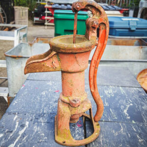 Vintage Orange Cast Iron Water Pump