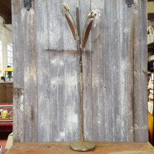 Vintage Brass and Wood Decorative Floor Lamp