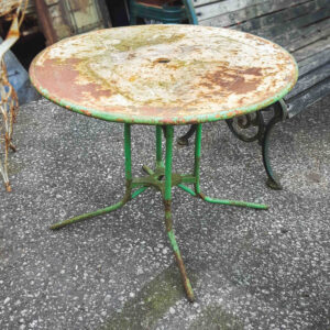 Vintage Green and White Metal Garden Table