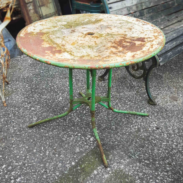 Vintage Green and White Metal Garden Table