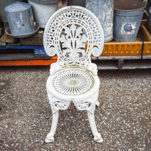 Vintage White Cast Iron Garden Chair