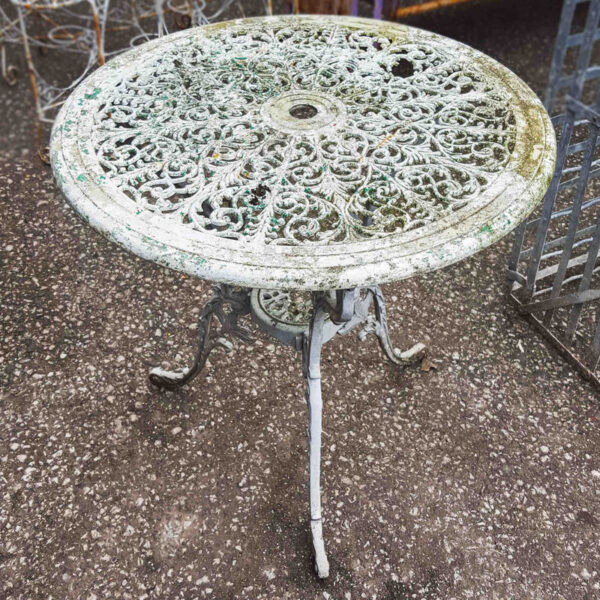 Vintage White Cast Metal Garden Table