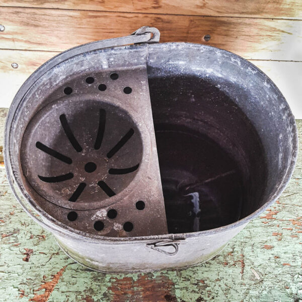 Vintage Galvanised Metal Mop Bucket