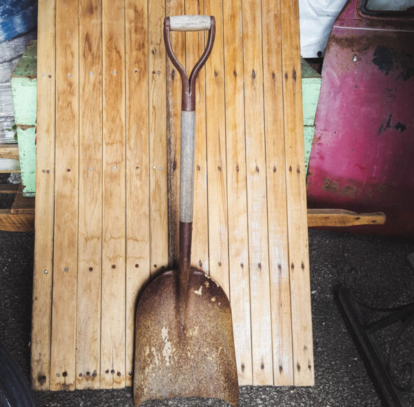 Vintage Wooden Handle Snow Shovel