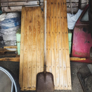 Vintage Long Wooden Shaft Shovel American