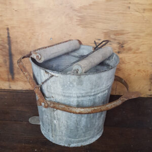 Vintage Galvanised Mop Bucket with Wringers
