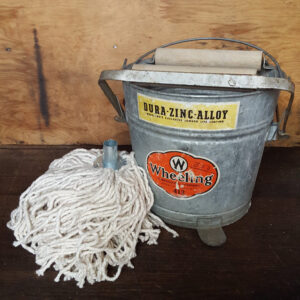 Vintage Galvanised Mop Bucket With Wringers