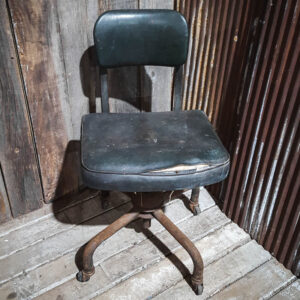 Vintage Dark Green Leather Office Chair