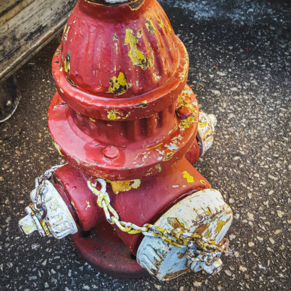 American Red & White Fire Hydrant