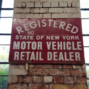Vintage New York Motor Vehicle Retail Dealer Sign