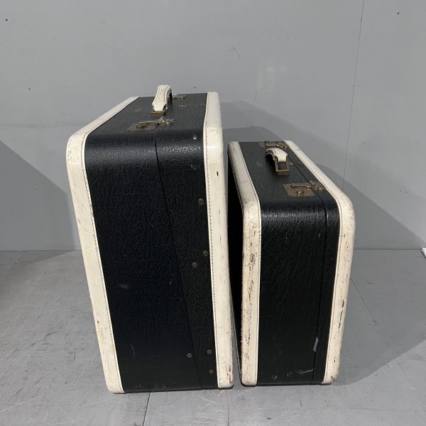 Vintage Black & White Suitcases Set