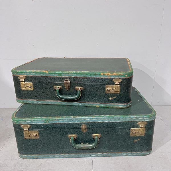 Vintage Green Suitcases Set