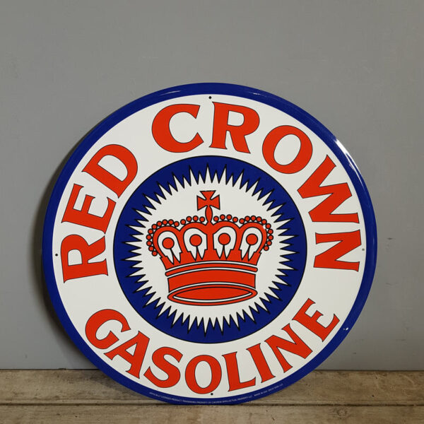 Vintage Style Round Metal Red Crown Sign