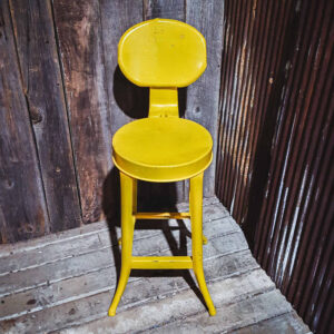 Vintage American Metal Yellow Tall Stool Chair