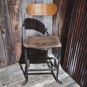 Vintage Industrial Metal and Wood Chair