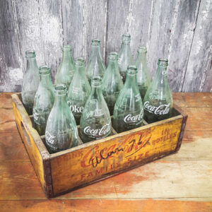 Vintage American Coca Cola Crate and Bottles