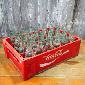Crate of Vintage American Coca Cola Bottles