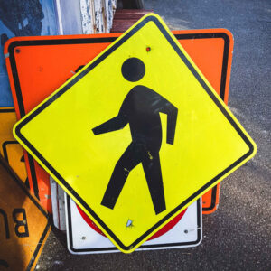 American Reflective Yellow Pedestrian Sign