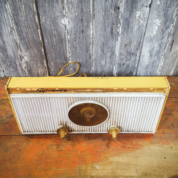 Vintage American White and Gold Sylvania Radio