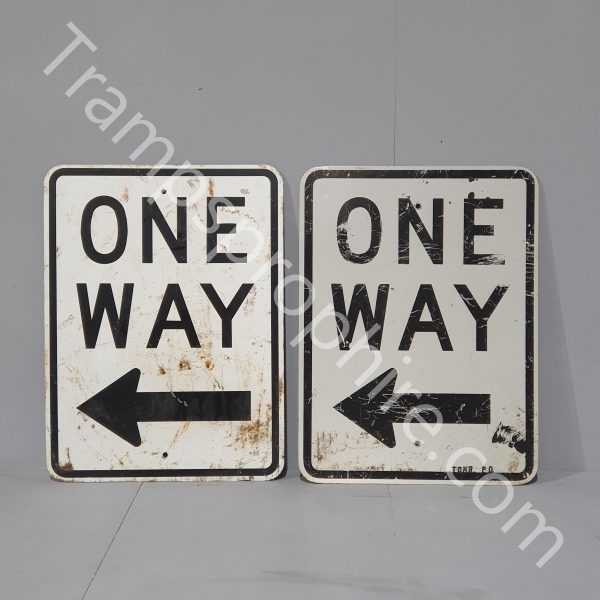 White One Way Left Road Sign
