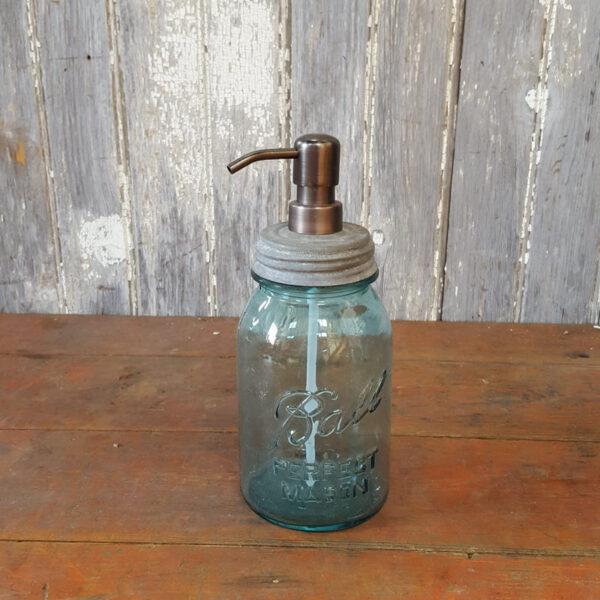 Vintage Blue Ball Mason Jar With Pump