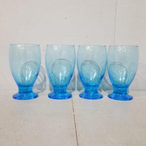 Set of 4 Blue Drinking Glasses