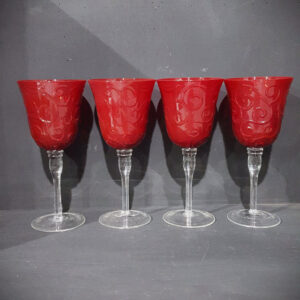 Set of Red Decorative Wine Glasses