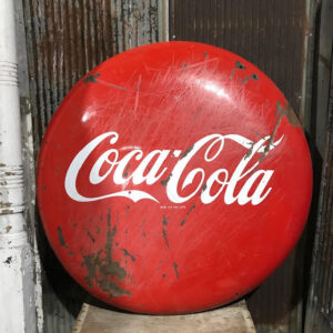 Vintage 4ft Coca Cola Enamel Button Sign