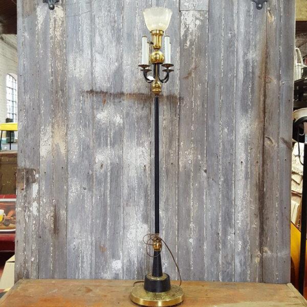 Vintage Black and Brass Floor Standing Lamp