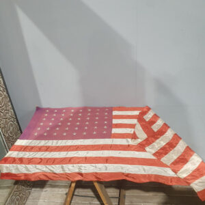 American Flag 48 Stars and Stripes Red Background- Sewn
