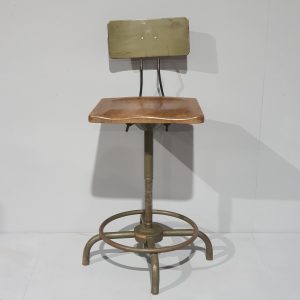 Industrial Metal Stool Wooden Seat