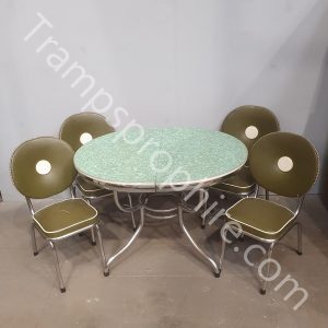 Green American Diner Set Table and Chairs