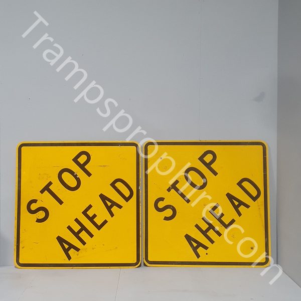 American Yellow Stop Ahead Sign