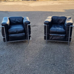 Pair of Corbusier Leather Armchairs