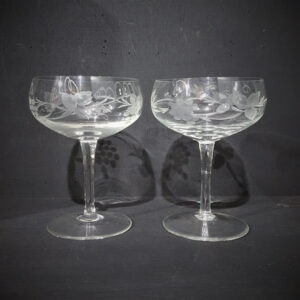 Pair of Etched Champagne Saucers