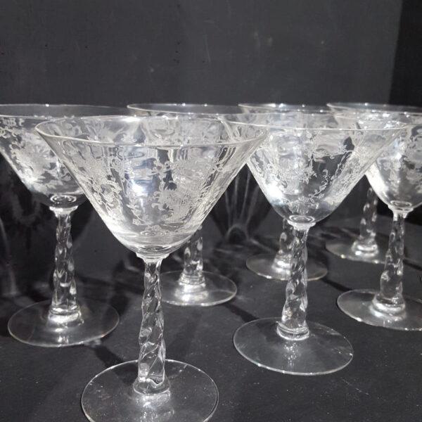 Etched Cocktail Glass Set of Eight